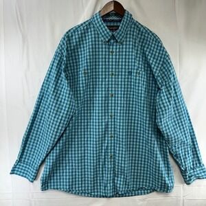 Wrangler Button Down Shirt Mens XXL‎ Blue Green Plaid George Strait MGSQ645